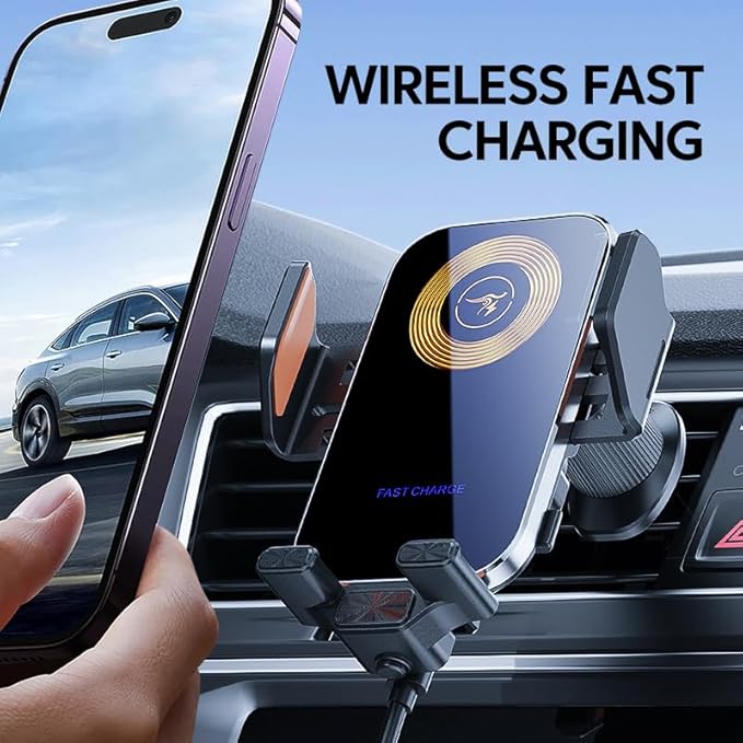 Wireless Car Charger,15W/10W/7.5W Fast Charging Auto-Clamping Car Charger with Phone Holder for iPhone 17/16/15/14/13/12/11 Pro Max, Samsung Galaxy S23/S22/S21 Ultra