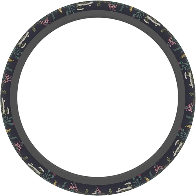 Wildflower Car Steering Wheel Cover for Women Men, Non-Slip Steering Wheel Protector, Universal 14"-15" Fit for Cars, SUVs, Trucks (Wild Flowers)