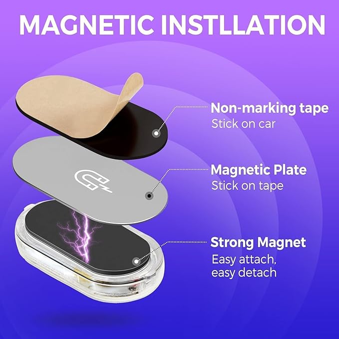 4Pcs LED Interior Car Lights with Remote,7 Colors Sync to Music Ambient Lighting Car Interior with 6 Bright LED Lamp Beads,Portable USB Rechargeable Car Interior Led Night Light for Car Decoration