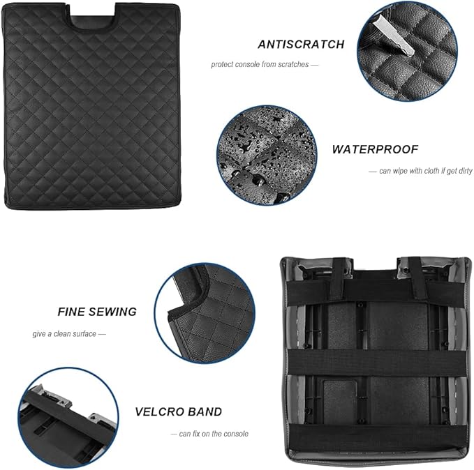DEYTOP Center Console Cover for Chevy Silverado & Tahoe 2007-2013 Console Armrest Cover for GMC Sierra 2007-2013 Car Cushion Protector Pad (Jump Seat Console ONLY) (Blabk with Pad, 07-17 Jump SEAT)