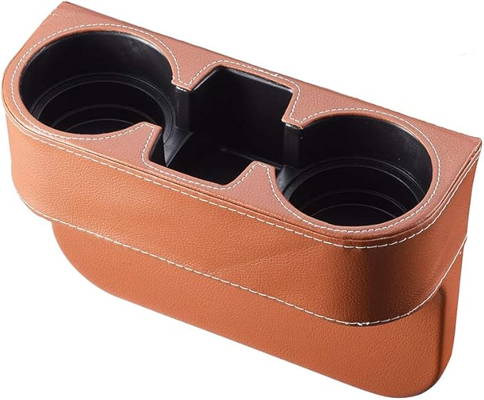 Brown Multifunctional Car Cup Holder Car Seat Organizer Gap Filler Bottle Phone Storage Organizer