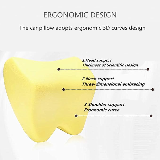 Car Seat Neck Pillow, Headrest Cushion Relieve Neck Pain for & Muscle Tension,100% Memory Foam Neck Support Head Pillow for Ergonomic Design