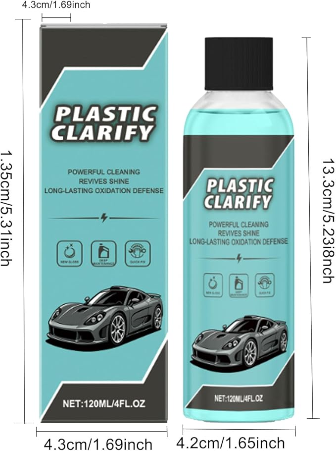 2PCS Plastic Clarify For Cars, Waterless Spray Wax, Plastic Clarify, All-In-One Detailer For Car Interiors & Exteriors, Plastic Rubber Leather Restorer For Cars
