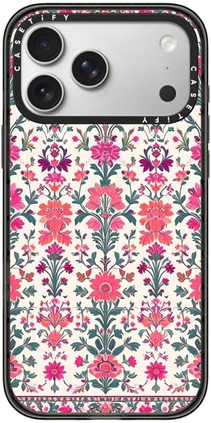 CASETiFY Impact iPhone 17 Pro Max Case [Slim/Compatible with Magsafe / 8.2 ft. 4X Military Grade Drop Protection] - Persian Floral - Rose - Clear Black