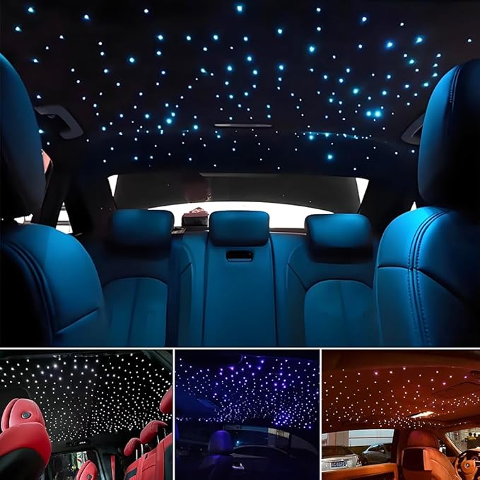 AKEPO Car Home Use APP+Twinkle+Music Fiber Optic Lights kit for Star Ceiling Sky Light, RGBW Light Engine + Optical Fiber Cable 150pcs 0.03in/0.75mm 6.5ft/2m + 28key RF Remote Control