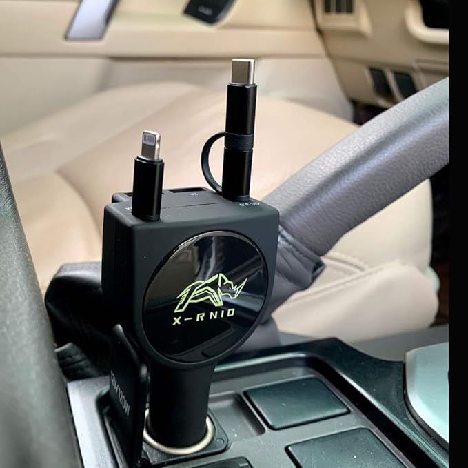 Retractable Car Charger, Fast Charge 3.1A 47W, Retractable Cables (3Ft) and 2 USB Ports Car Charger Adapter, Compatible with iPhone & Android Cell Phones,Car Accessories