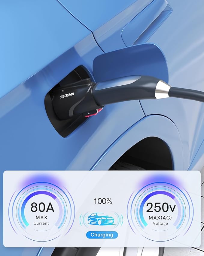 NACS to J1772 Adapter, Max 80Amp 250V J1772 EV Charging Adapter to Tesla Charger, Compatible with Tesla High Power Wall Connector, Home Mobile Chargers, Destination Charger, Suits for SAE J1772 EVs