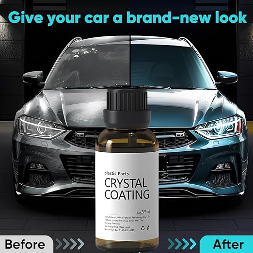 Crystal Coating for Car Plastic Parts - Plastic Trim Restorer to Restore Faded Surfaces - Long Lasting Shine, Easy Wipe-On for Dashboard, Door Panels & Exterior Trim (1)