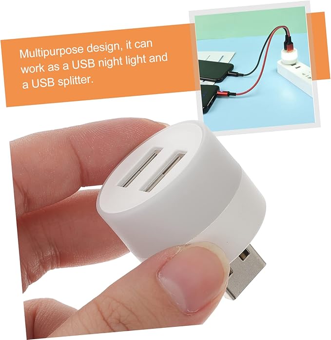 Cabilock 2pcs USB Night Light Dock Holder Hub Ports USB Extender Portable Atmosphere Light for Home Hotel Car