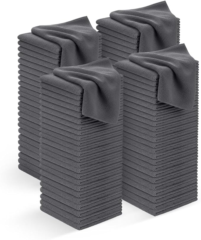 Avalon Towels Microfiber Cleaning Cloths (Value Pack of 100) - Size 12 x 12 Inches, Highly Absorbent Cleaning Rags, Lint Free, Reusable and Washable, Microfiber Towels for Cars