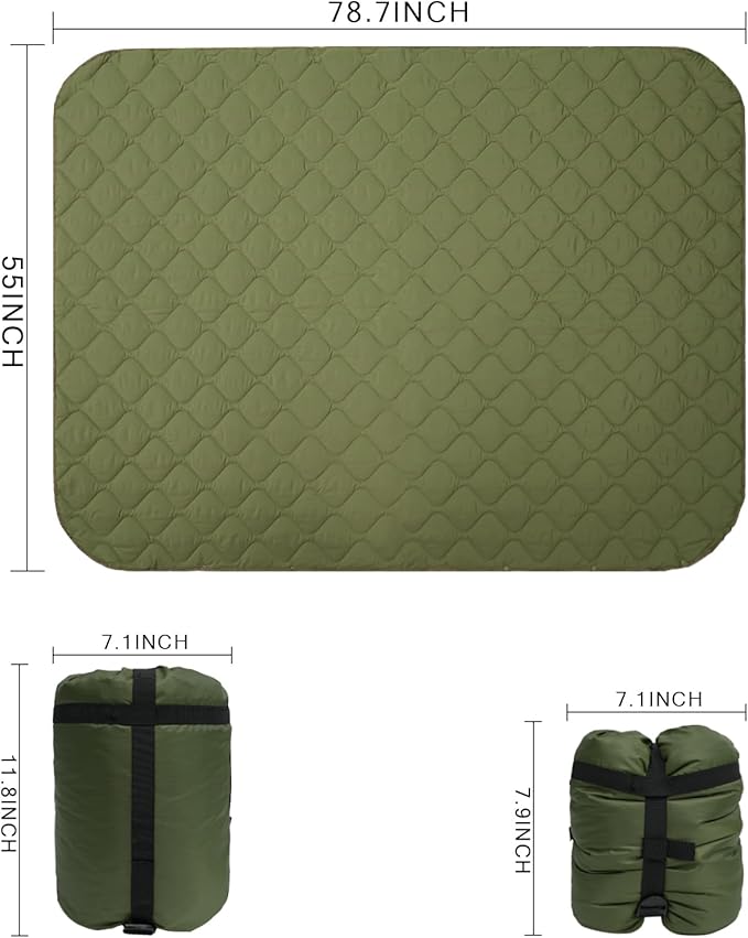 Poncho Liner Military Insulation Blanket Camo with Compression Carry Bag for Outdoors Hiking Jungle Hunting Gear