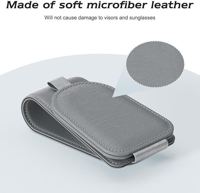 Sotfamily Sunglass Holder for Car Visor, Suede Cloth Magnetic Sunglass Organizer for Car Accessories, 2 Packs, Gray