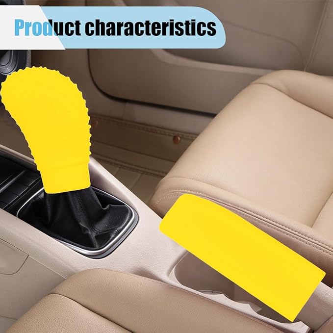 3PCS Silicone Car Steering Wheel Cover Set - Includes Car Handbrake Cover & Gear Shift Cover & Anti-Slip Steering Wheel Protector, Universal Auto Interior Decoration for Most Cars (Yellow)