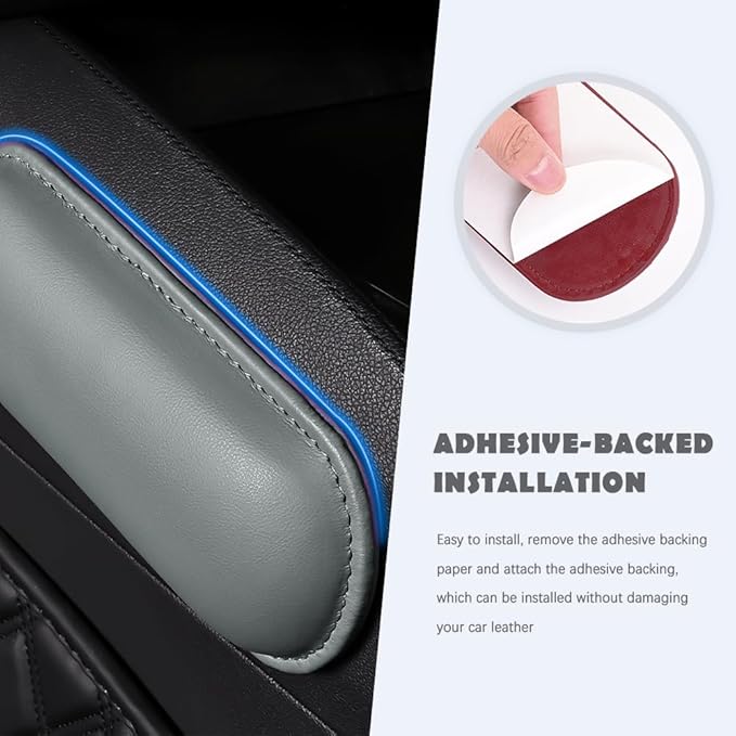 2PCS Car Door Armrest Pads,Soft Leather+Memory Foam Car Knee Pads for Arm Support&Protect Elbow and Knee,Universal Car Elbow Pads Car Accessories Interior (Gray)