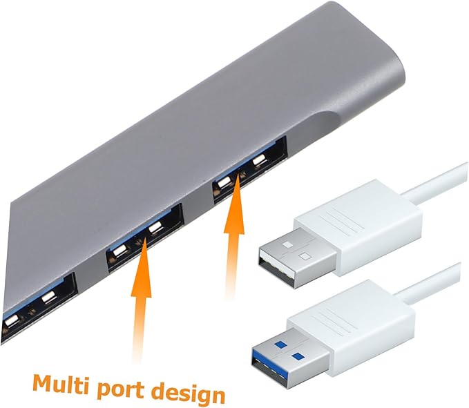 Uonlytech USB Hub Multi-Port Splitter for Laptop and Desktop High-Speed USB Expansion Hub for Multiple Devices for Car and Home Use