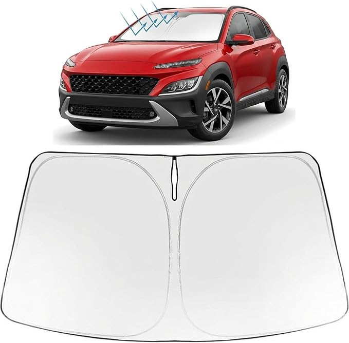 Proadsy Windshield Sun Shade for Kona 2024-2026 Foldable Front Sunshade Protector Sun Visor Blocks UV Rays Keep Car Cooler Accessories