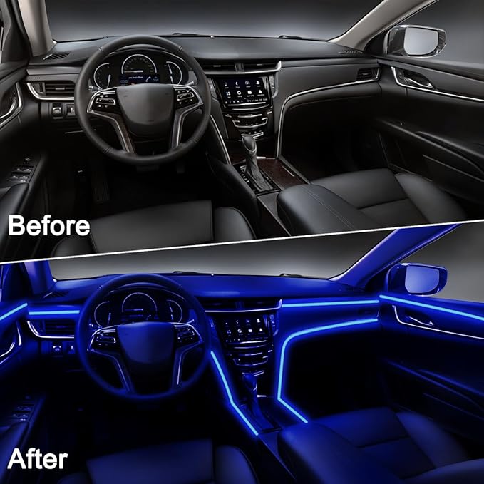 Interior Car LED Strip Lights APP Control, 5 in 1 RGB 16 Million Colors Ambient Lighting Kit with 275 inches Fiber Optic, Music Mode Inside Car Lighting Decoration