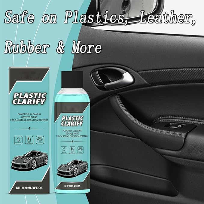 Plastic Clarify For Cars, 120ML Waterless Plastic & Trim Restorer Spray, Scratch Remover and Black Trim Restorer for Interior & Exterior Plastic, Rubber, and Vinyl Surfaces (3pcs)