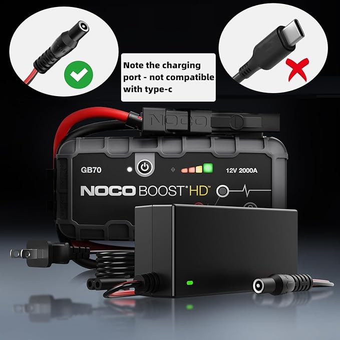 Charger Cable for NOCO Jump Starter Compatible with NOCO GB70 GB150 GB250+ GB251+ GB500 GB500+ Genius Boost Ultra Safe Lithium Jump Starter Battery 14V 56W Power Adapter Cord