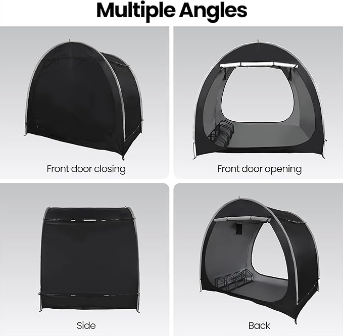 Bike Tent with Bicycle Racks Outdoor Portable Bike Storage Shed with 210D Oxford 800ppm Waterproof for 4/6 Bikes, Covers Shelter for Motorcycle, Garden Tools, Lawn Mower