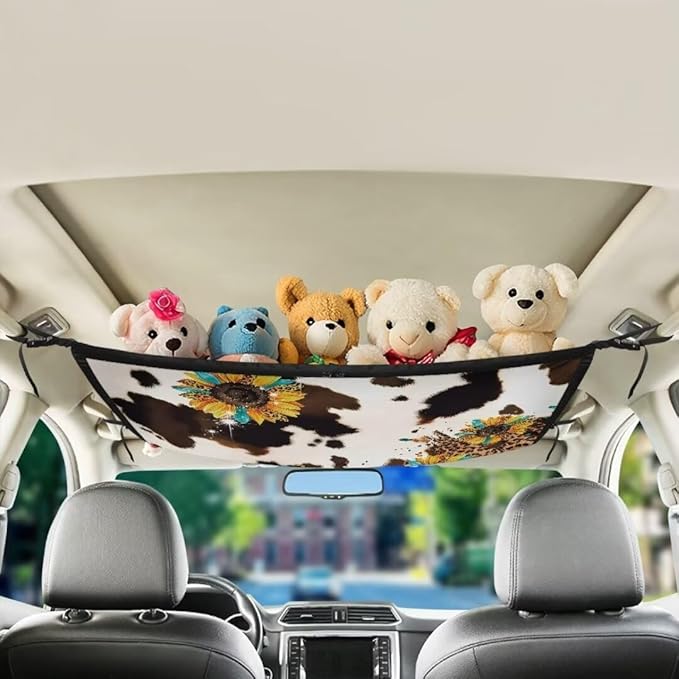 Sunflower Brown Spot Car Roof Storage Bag Car Roof Seat Organizer Multi-Purpose Car Bag Storage Box Organizer Pouch Pocket One Size Car Travel Accessories Suitable for Cars, SUVs
