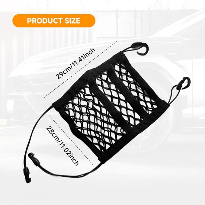 3-Layer Car Mesh Organizer, Seat Back Net Bag, Car Interior Accessories Barrier of Backseat Pet Kids, Cargo Tissue Purse Holder, Driver Storage Netting Pouch Universal for Cars SUVs Trucks