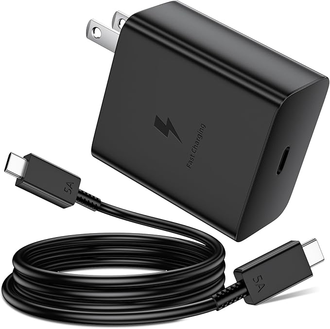 60W USB C Charger with 5A Cable for Super Fast Charging Adapter for Samsung S26 Ultra S25 S23 A17 A16 Wall Plug Power Adaptor for iPhone 17 Pro Max 16 15 Pixel 10a 9a USB-C to Type C PD Charge Cord 1M