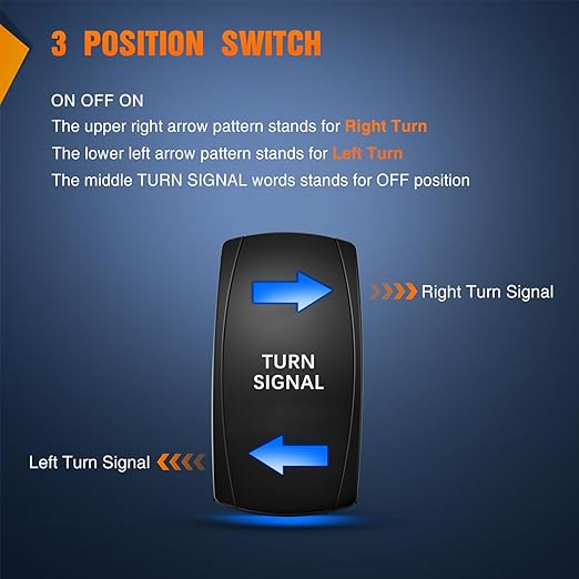 Nilight Turn Signal Switch with Flasher Relay Kit 4PIN ON Off ON Rocker Switch w/Blue LED Laser Etched SPDT Toggle Switches 12V 20A 24V 10A Jumper Wires for ATV UTV Tractor Motorcycle