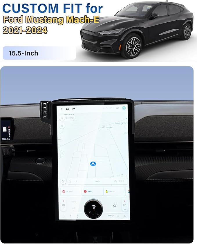 SKYLOTEC Car Phone Holder for Ford Mustang Mach E 2021 2022 2023 2024 2025 Accessories 15.5-Inch Screen Fixed Clip, Automobile Cradles Phone Mount, Cell Phone Base Not Block Air Vent
