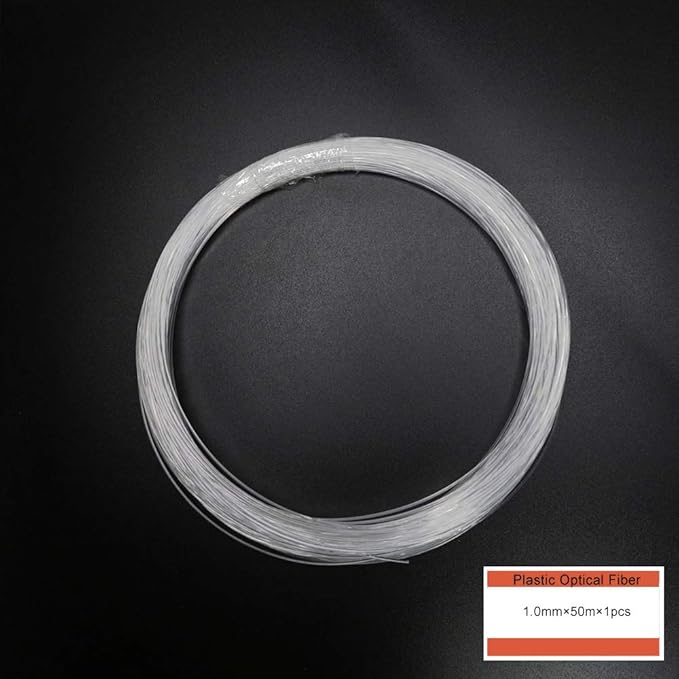 AZIMOM PMMA Plastic End Glow Fiber Optic Cable 1mm(0.04in) 50m(164ft)/Roll for Star Sky Ceiling All Kind Led Light Engine Driver Source