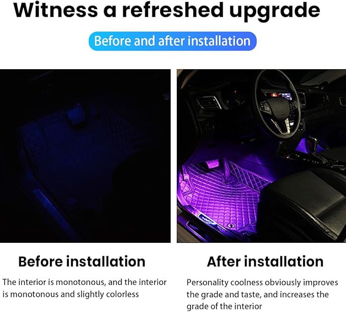 BESULEN Car Interior LED Lights, Automotive Ambient Neon Light Kit with USB Port, Car Accessories, Gifts for Men and Women, 4 in 1 Decoration Lights for Car, Garden, Home, Party（Pink）