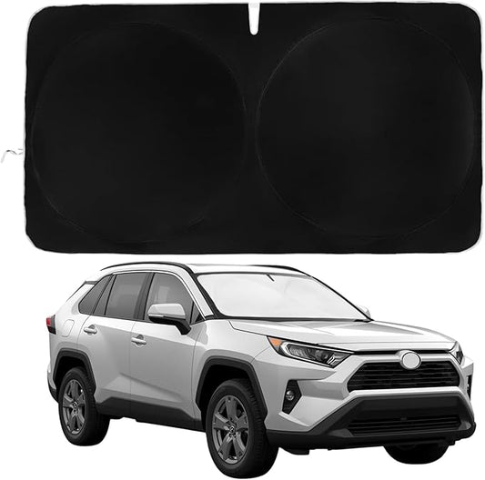 Windshield Sun Shade -Certified 99.87% UVB & 99.02% UVA Car Sun Shade. Award Winning Sunshade - Patented Technology | Compatible for Toyota RAV4 (2019-2026) | Car Shades by Kinder Fluff