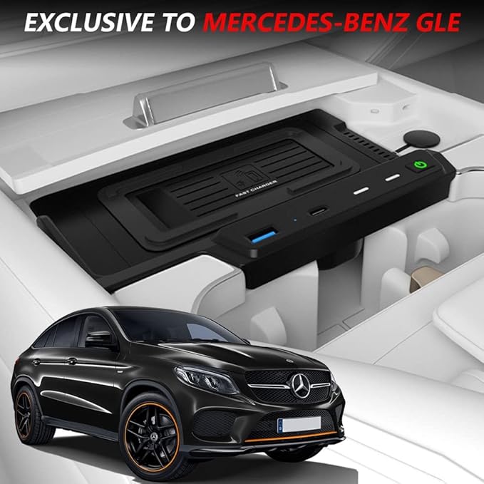 Wireless Car Charger for Mercedes-Benz GLE AMG-GLE Coupe 2020 2021 2022 All Models, 15W Fast Charging Phone Pad W167 350/450 AMG 53/53 Coupe/63 S Accessory color size