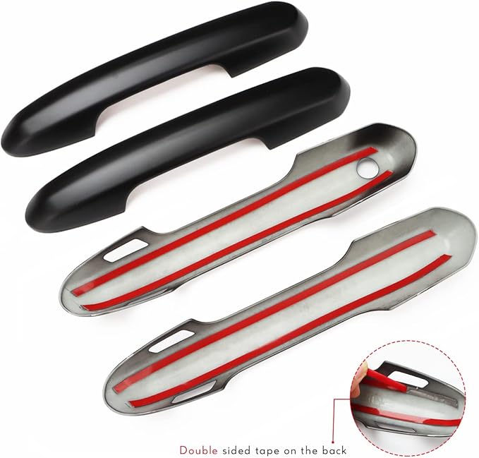 Exterior Door Handle Covers Compatible for 2019-2022 2023 2024 2025 Toyota Rav4 Accessories for Highlander 2024 2023 2022-2020 Handle Protectors with 4 Holes for Auto Sensors (Matte Black)