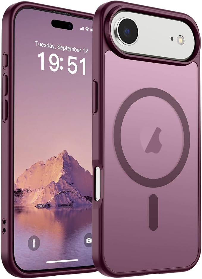 SUPFINE Magnetic for iPhone Air Case (Compatible with MagSafe)(Military Grade Drop Protection) Slim Translucent Matte Shockproof with Anti-Fingerprint Phone Cover for 17 Air,Wine Red