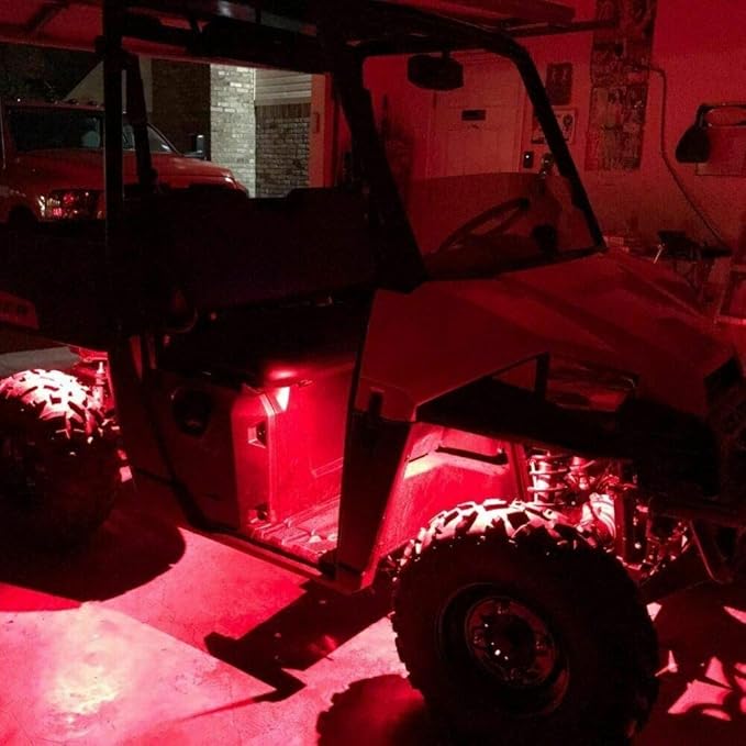 4 Pods LED Rock Light for Jeep ATV SUV Offroad Car Truck Boat Underbody Glow Trail Rig Lamp Underglow LED Neon Lights Waterproof 12V 24V - Red
