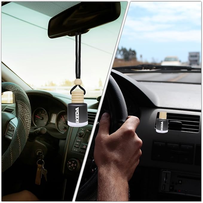 Ikeda Car Air Freshener: Hanging Car Smell Air Freshener | 10ml Hanging Car Perfume | Long Lasting Fragrance | Strong Scents Diffuser for Auto Home (New Car|Circular)