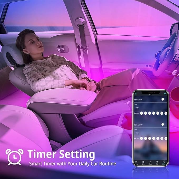 Smart Car LED Lights, 72 LEDs Car Interior Lights RGB with APP Remote Control,Multicolor Footwell Under Dash Inside Light Kits Music Sync Mode, for Vehicle Internal, SUV, Trucks