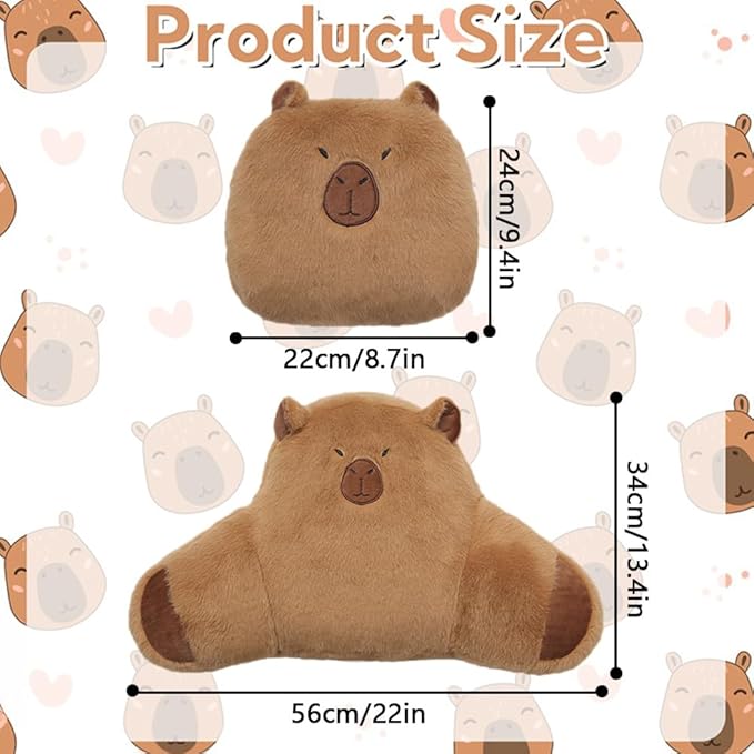 LYFJMUS 4 Pack Plush Capybara Car Headrest Pillow and Lumbar Support Pillow Kawaii Plushies Capybara Stuffed Headrest Cute Car Decor for Car Driving (Style B)
