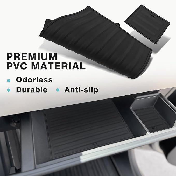 BestEvMod Floor Console Organizer & Cup Holder Front Organizer& Glove Box Mats Set of 2 Compatible with Tesla Cybertruck 2026 2025 2024 (Floor Lower+Cup Holder FrontCharge Pad Cover+Glove Box Mats)