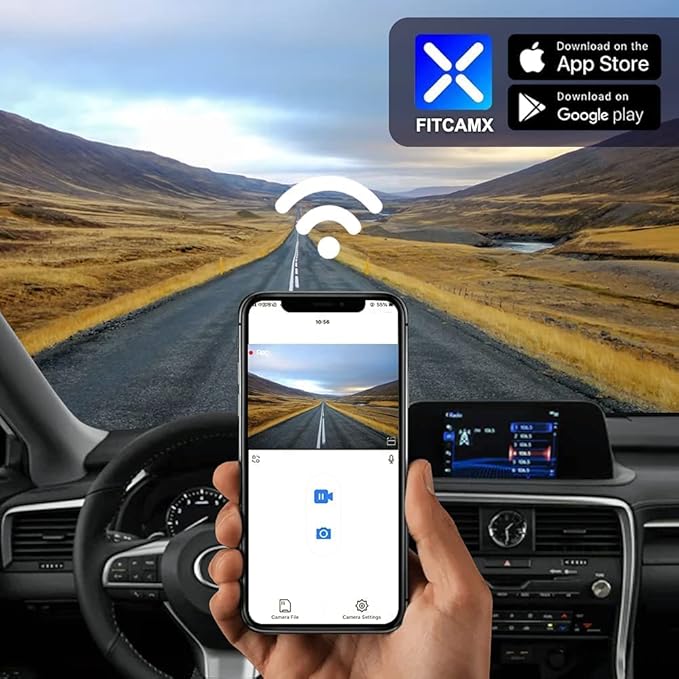 FITCAMX 4K Dual Dash Cam Suitable for Lexus RX 2016 2017 2018 2019 2020 2021 2022 RX350 450h F Sport Luxury, OEM Style, Front 2160P Rear 1080P Video, Loop Recording WiFi, Parking Mode, 128GB Card