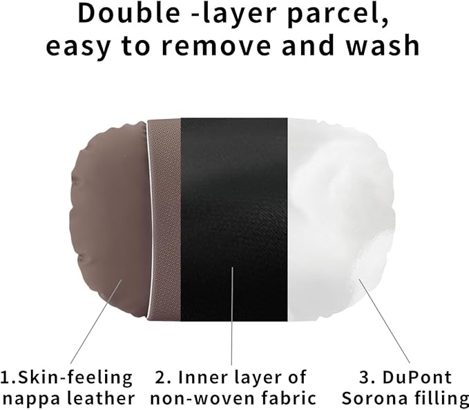 Car Headrest & Lumbar Support Set,Premium Skin-Feeling Napa Leather Soft and Comfortable Headrest,Car Seat Headrest Pillow Waist Support Car Interior Accessories for Driving Home Office