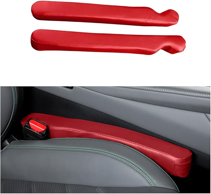 2PCS Car Seat Gap Filler, Microfiber Leather Vehicle Seat Crevice Plug Blocker to Stop Things from Dropping, No-Drop Automotive Gap Guard Stopper, Universal for Vehicles (Red)