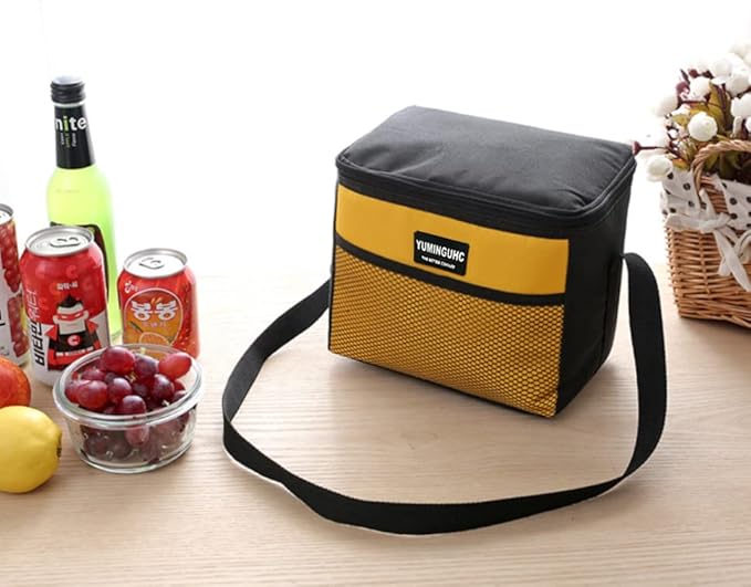 6 Can/5L Lunch Bag for Women Men Portable Lunch Box Small Cooler Bag Soft Collapsible Reusable Insulated Lunch Tote for Everyday Work Travel ((Yellow)