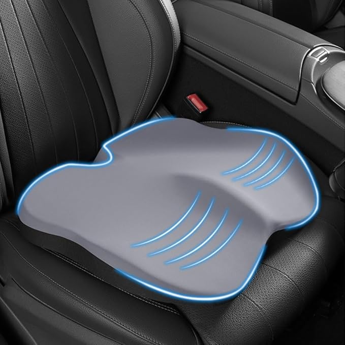 Adult Car Booster Seat Cushion, Memory Foam Car Seat Cushions for Driving, Non-Slip Automotive Seat Cushions for Sciatica & Lower Back Pain Relief
