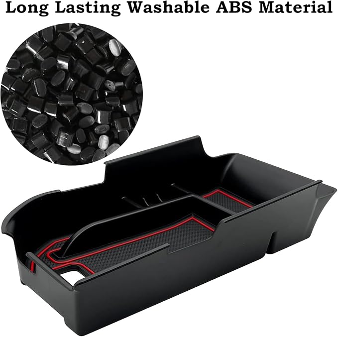 Compatible with Camry XLE/XSE 2018-2023 Center Console Organizer Tray Accessories, Fit Dual USB Ports (Red)