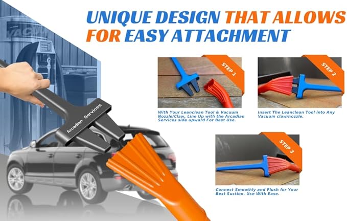 Vacuum Detail Attachment Tool | All-in-One Deepcleaning Crevice Cleaner/ Ice Scraper | The Best Car Accessories & Essentials | Wet & Dry Car Detailing Kit | Truck, Auto, & RV Cleaning Supplies (Black)