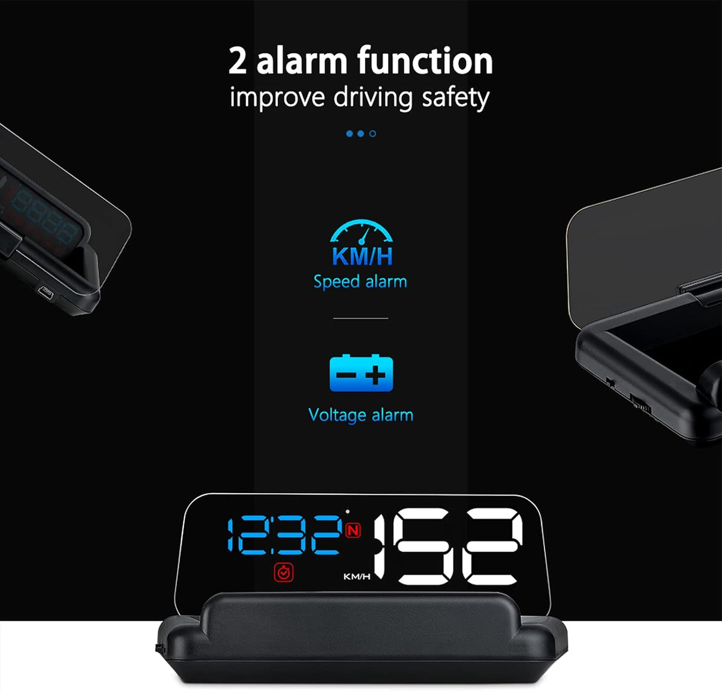 Universal Car HUD Head Up Display T900, with Satellite Clock, Single Driving Time and Single Driving Distance, Work for All Vehicles
