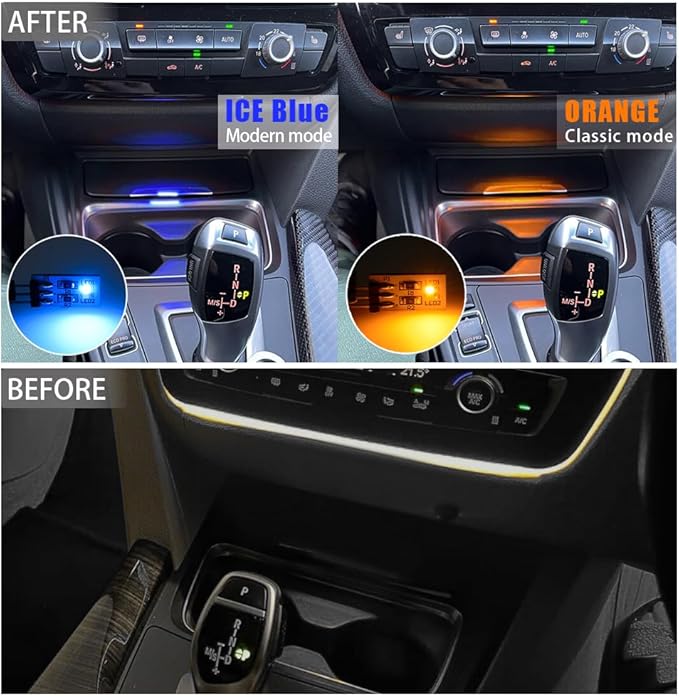 NJSBYL LED Interior Dashboard Storage Ambient Circuit Board for B-MW 2 3 4 Series X1 X2 I3 M2 M3 M4 Pre-LCI Ambient Lighting Module Instrument Panel Ashtray Atmosphere Lamp Blue-Orange Replacement