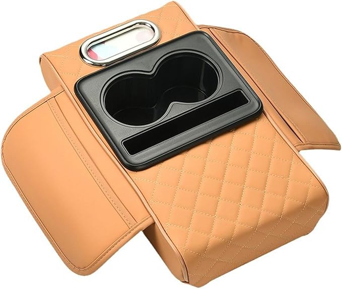 Car Armrest Cushion for Mercedes Benz E-Class W211 2001-2005 2006 2007 2008 2009, Car Center Console Cover Armrest Pad with Cup Holder and Tissue Box, Car Accessories,Orange